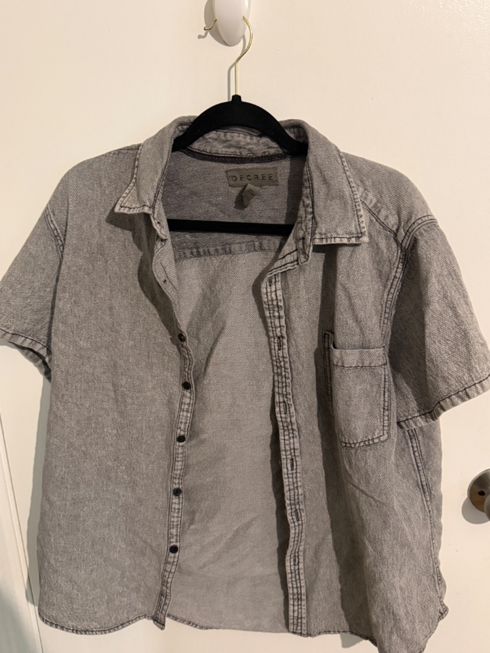 Degree Grey Short Sleeve Button Up Shirt Mens XL Slim Fit Casual